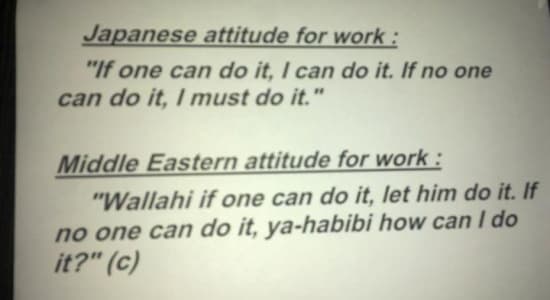 Un japonais et un arabe au travail..