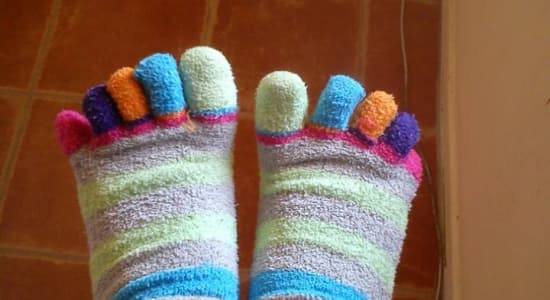 Chaussettes à doigts de pied d'hiver! (et rayées)