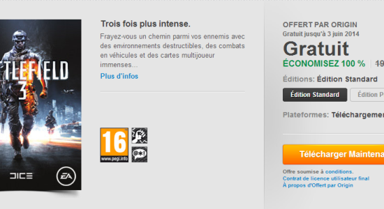 Battlefield 3 gratuit sur Origin !