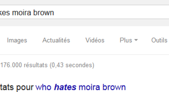 Quand on recherche Moira Brown sur google