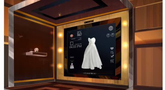 Concept, cabine d essayage pour robe de mariée