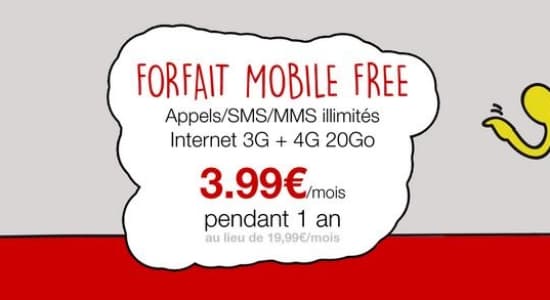 Forfait illimité Free Mobile à 3.99€/mois de retour