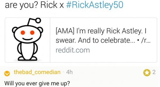 Rick Astley a un message à faire passer