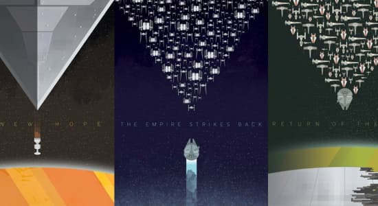 StarWars : affiches de la première trilogie en version simplifiée