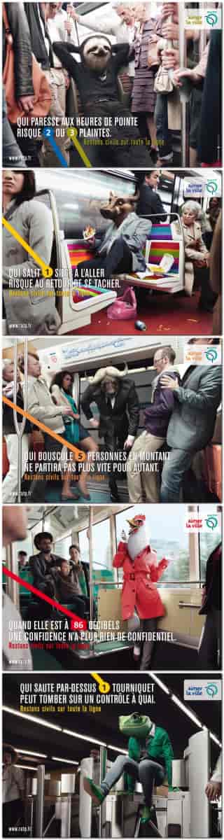 Campagne de pub RATP : Restons Civils sur toute la ligne !