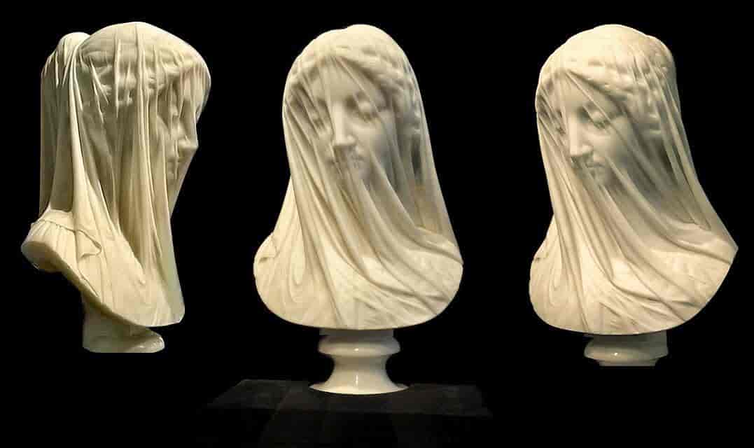 La Vierge voilée, marbre de Giovanni Strazza