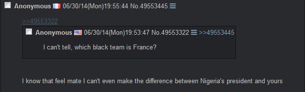 Conversation amicale pendant le match France - Nigeria