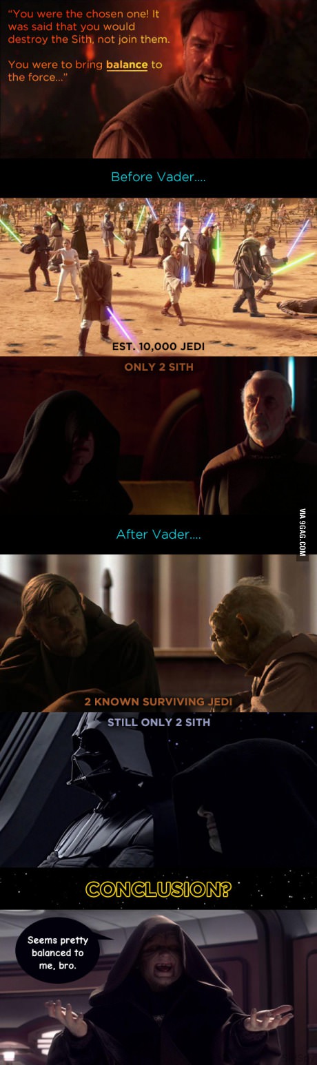 Darth Vader actually did bring balance to the Force