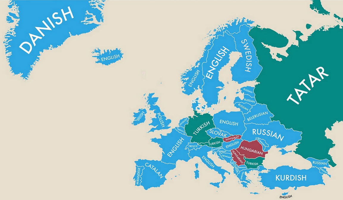Les seconds langages les plus parlés en Europe 
