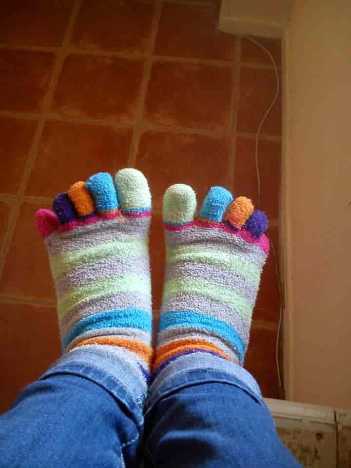 Chaussettes à doigts de pied d'hiver! (et rayées)