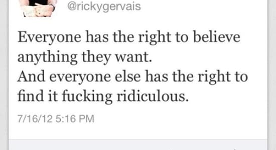 Ricky Gervais on belief