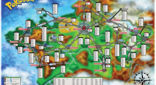 Map de Kalos avec tous les pokémons à attraper
