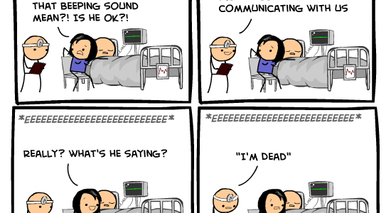 Cyanide &amp; Happiness- He's communicating with us !