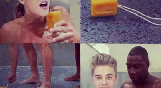 Justin Bieber ramasse la savonnette 