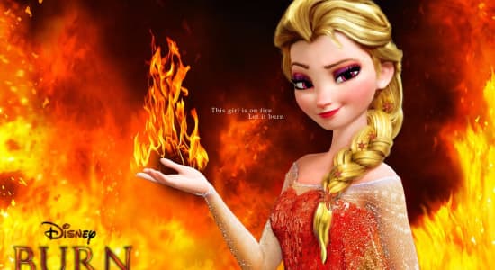 Elsa on fire