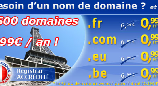 Nom de domaine (.com.fr.eu.be) 0.99€ / an