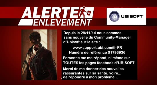 Alerte Enlèvement - Community Manager d'Ubisoft