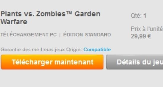 Plants VS zombies - Garden Warfare à 9€ sur Origin 