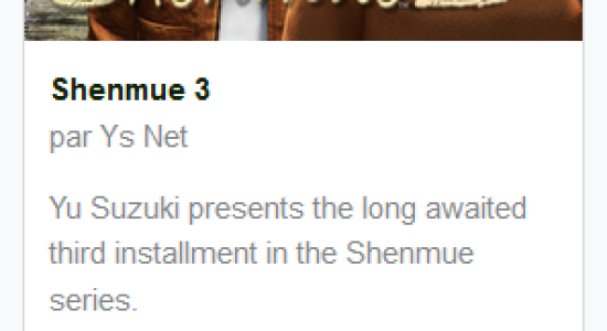 Shenmue 3 confirmé sur Kickstarter