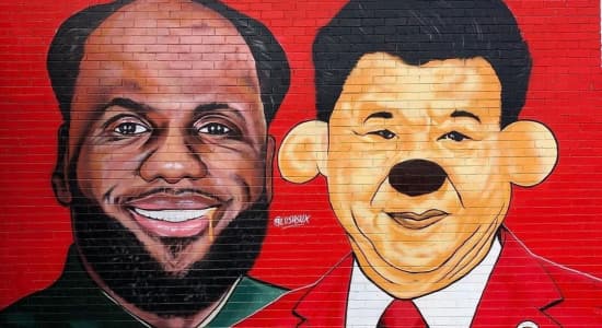 LeBron Zedong &amp; Xi The Pooh (street art par Lushsux)