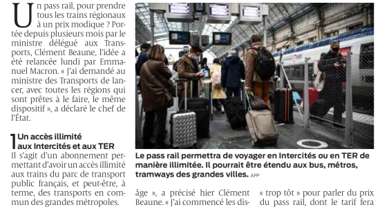 Un &quot;pass rail&quot; à 49€ par mois, pour voyager en illimité sur tous les TER et intercités en France