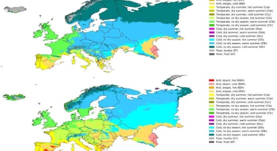 Projection sur le climat en Europe dans 60 ans selon le profil  RCP 8.5