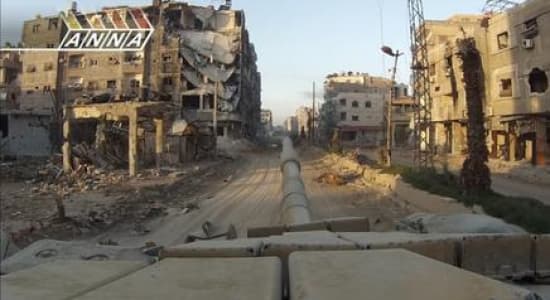 Caméra embarquée sur un char Syrien [ char, tank, Syrie ]