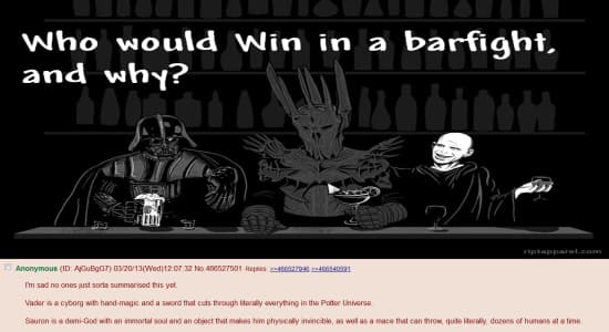 Who would win ? (Sauron,Voldemort,Vader,4chan)