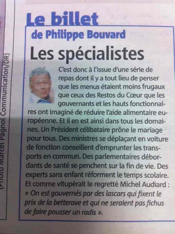 Les spécialistes, par Philippe Bouvard