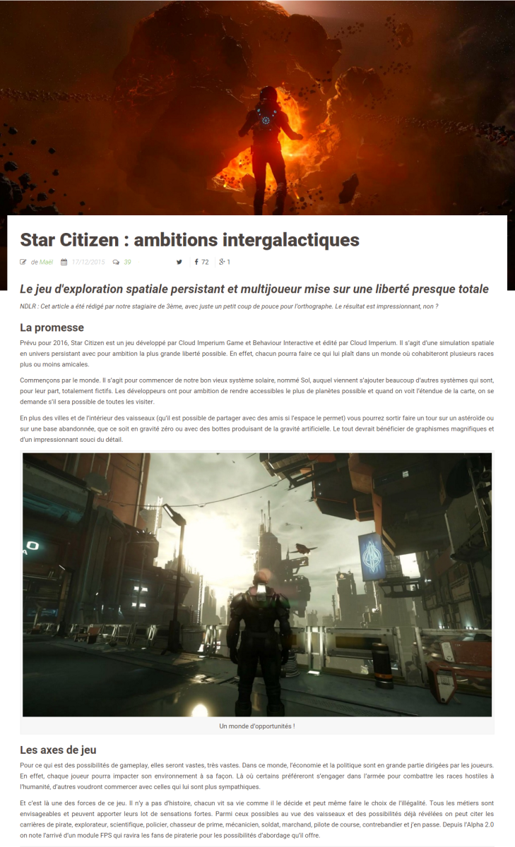 StarCitizen : Ambitions intergalactiques !