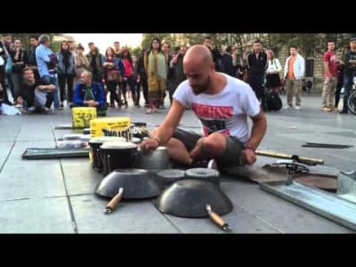 Street art - techno drums performance