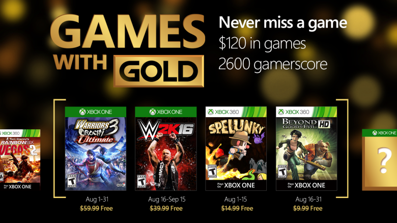 Games with Gold Août 2016
