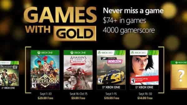 Games with Gold Septembre 2016