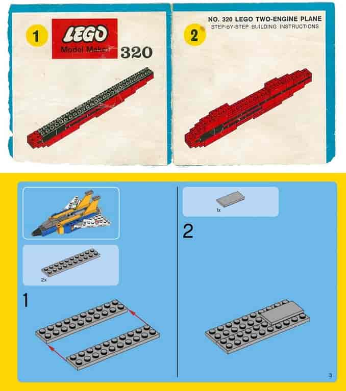 Évolution des manuels de montage Lego.