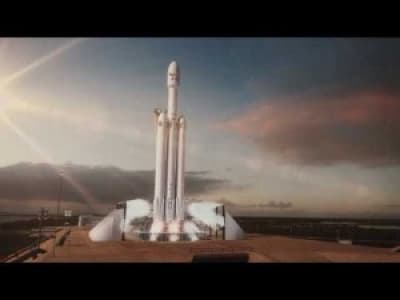 Animation du lancement de la Falcon Heavy 