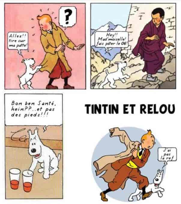 Tintin et son bout laid.