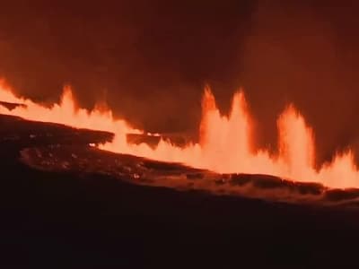 Eruption volacanique de la faille de Grindavík en island